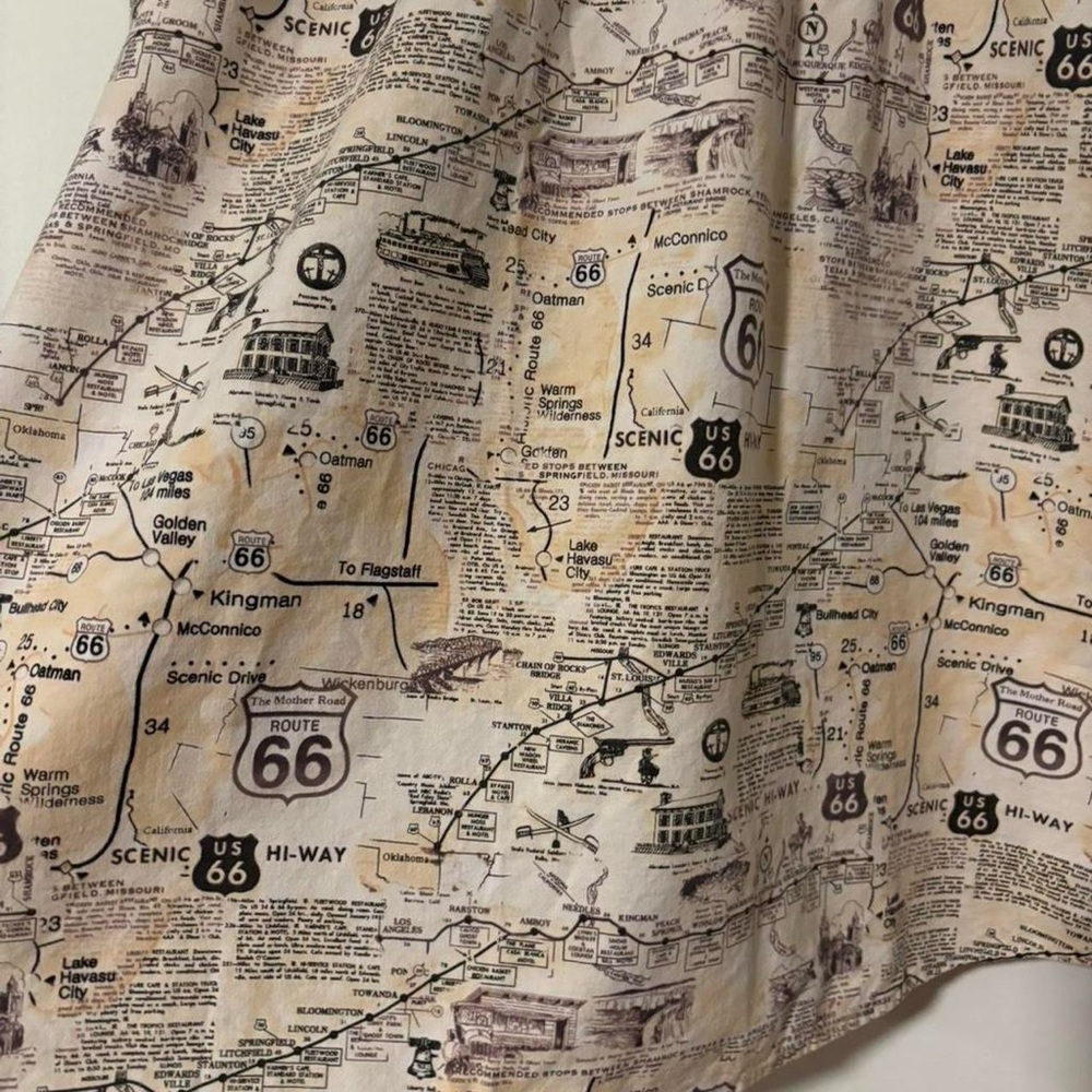 Really fun skirt with with Route 66 map print cotton made in USA med - Picture 2 of 8